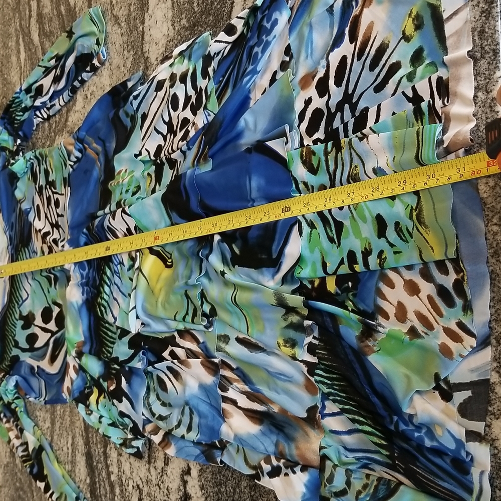 (S) Libra Tiered Ruffle Dress Abstract Animal Print Art Deco Colorful Bohemian - Picture 4 of 6